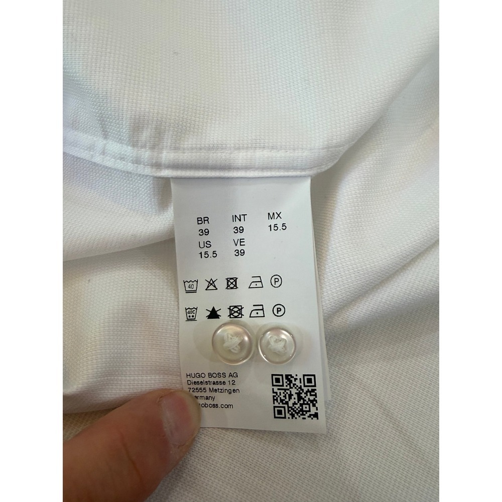 Hugo Boss Men's Dress Shirt Regular Fit White Organic Cotton Size 39 / 15.5 - Picture 8 of 11